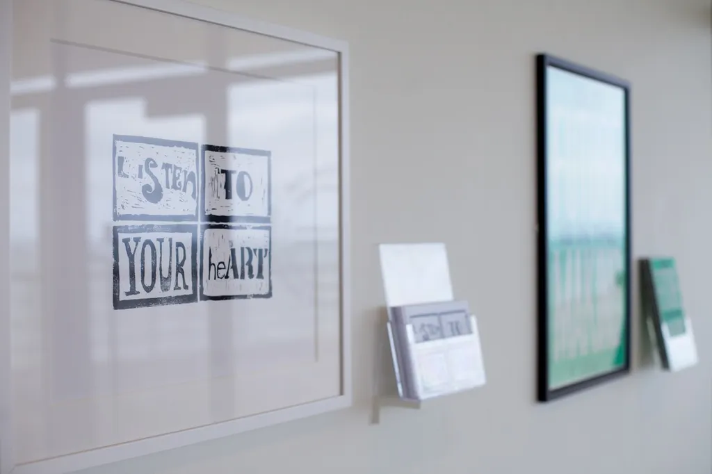 angled image of Manifesto Show exhibition pieces